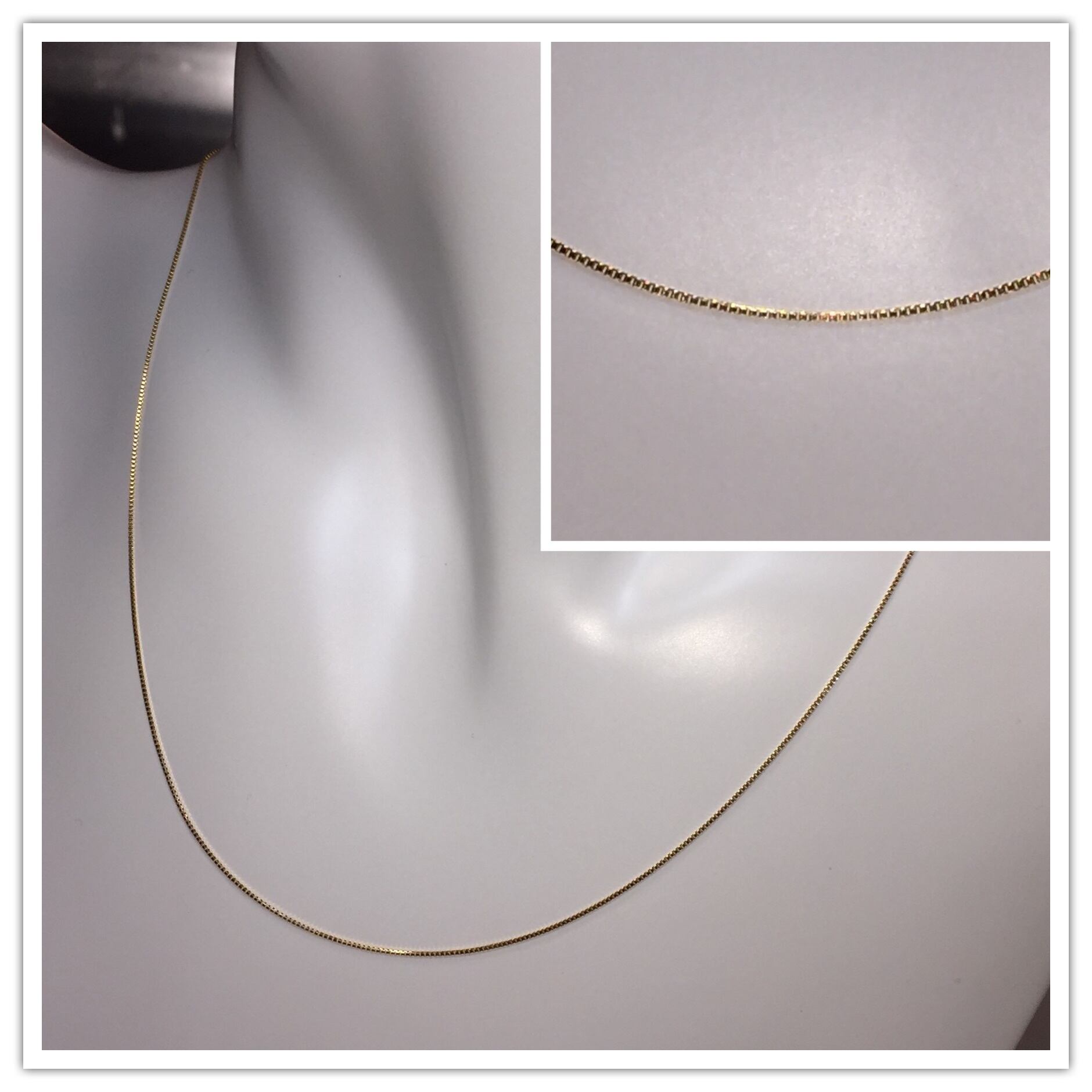 K18YG AU750 18金 ベネチア セミロングネックレス 0.45mm幅 45cm