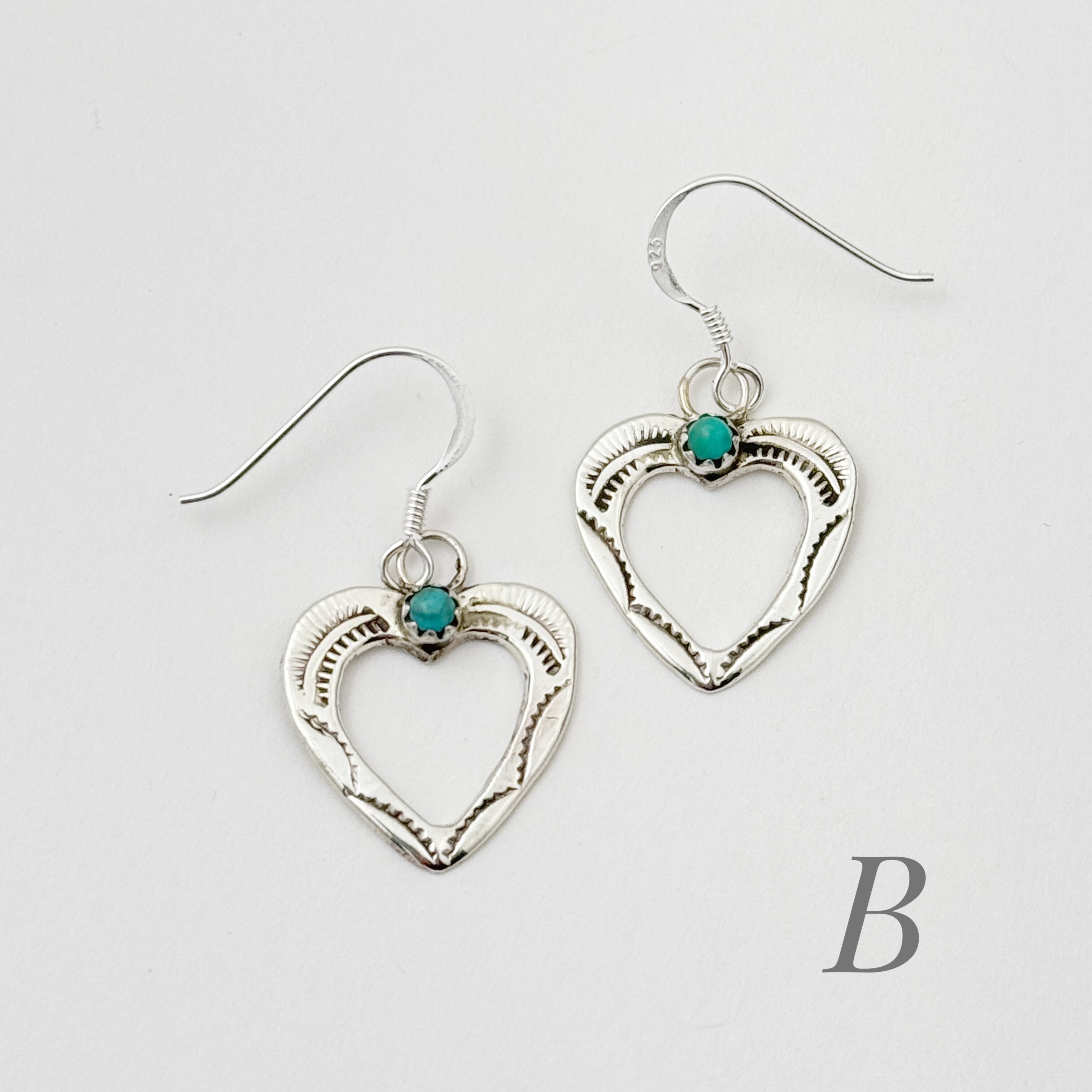 Indian jewelry》 ハート ターコイズ 1 ストーン フック ピアス
