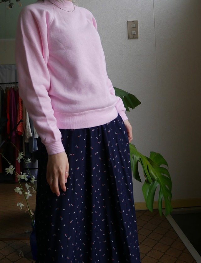 80s-90s Solid Raglan Sweatshirt / Baby Pink