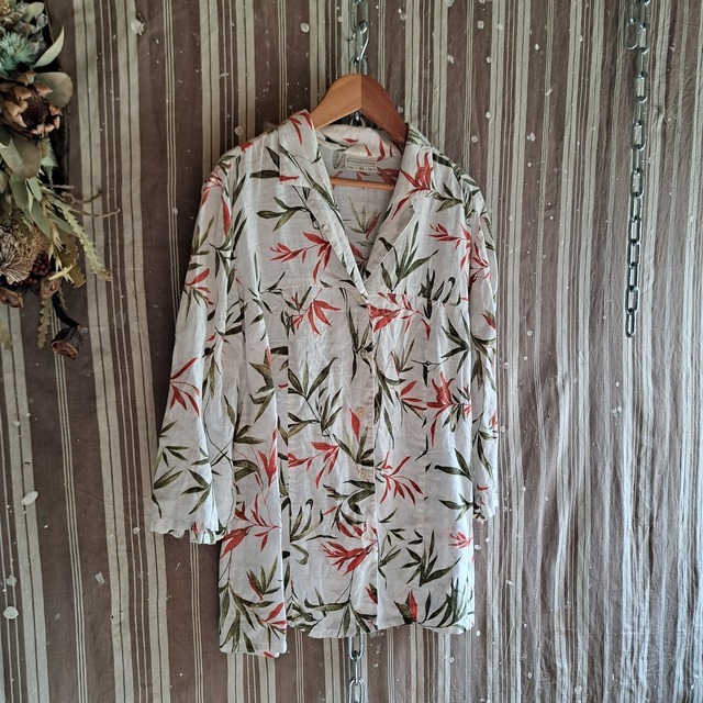 レディース 花柄リネン混シャツ used [508114]