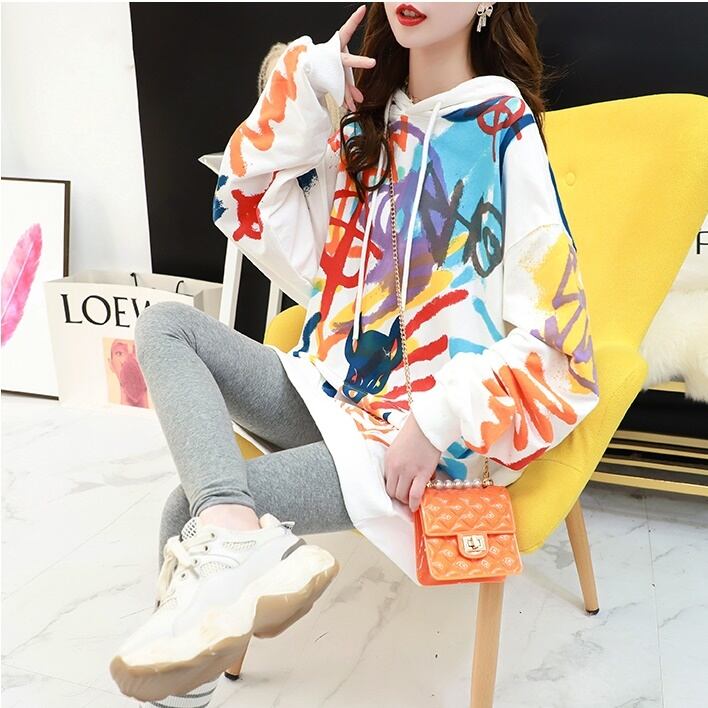 秋新作 パーカー　レディース トップス スウェット プリント フード付き