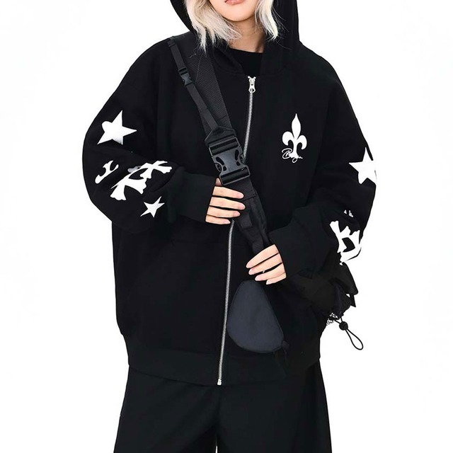 クロススターモチーフジップフーディ 2col   R01508