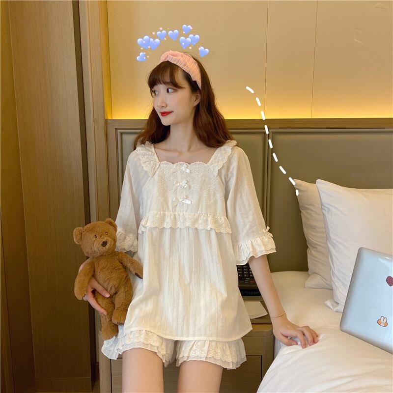 レディースサマー刺繍レースショーツ 大人ガーリー スウィート キュート カジュアル 夏物 ブルマー スクウェア ステッチ 萌量不足17918928332