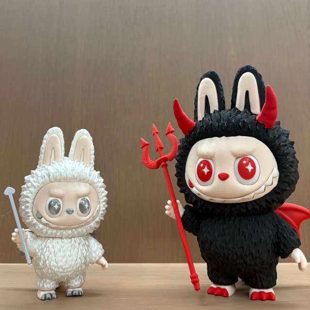 可動眼フィギュア！the monsters Labubu ラブブ 3Dプリント フィギュア 置物 デスクトップ 可愛い 精巧 18.2cm/12.5cm 5種類 ステッキ付き