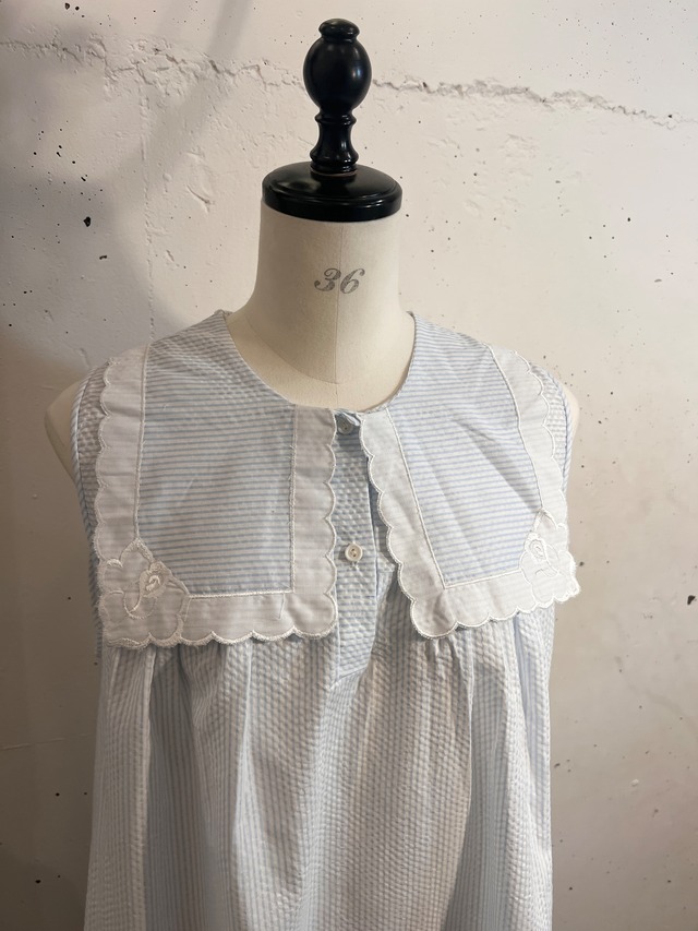 light blue strip seersucker dress