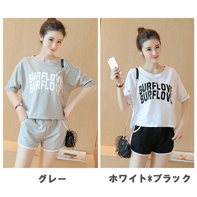 ルームウェア 夏 レディース 上下セット パジャマ 半袖 セットアップ 部屋着 Crew