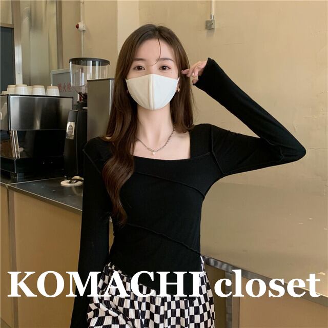 【送料無料】 アシンメトリー トップス スクエアネック ロンT カットソー オルチャン レディース 韓国 ブラック ホワイト ブルー 黒 白 青 長袖 襟なし ルーズ スリム タイト 細身 スマート かわいい 大人可愛い シンプル カジュアル 大人 おしゃれ かっこいい 大人女子 こなれ感 キュート 個性的 クール 抜け感 無地 女性用 ママ 女の子 デート 女子会 お泊まり 休日 ショッピング 着回し 普段使い コーデ スタイル 楽ちん モテ ギフト 定番