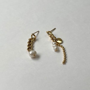 pearl long necklace （ステンレス／ピアス／316L）