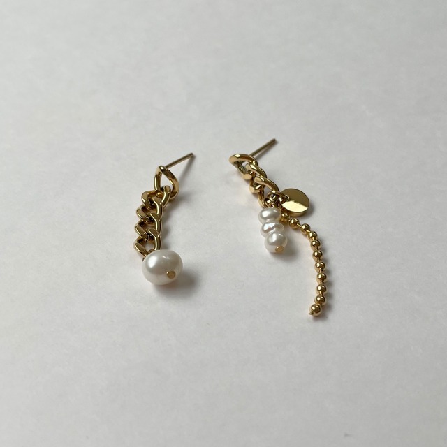 pearl long necklace （ステンレス／ピアス／316L）