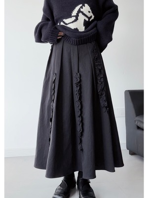 Frill line design semi-flared long skirt [T2725]