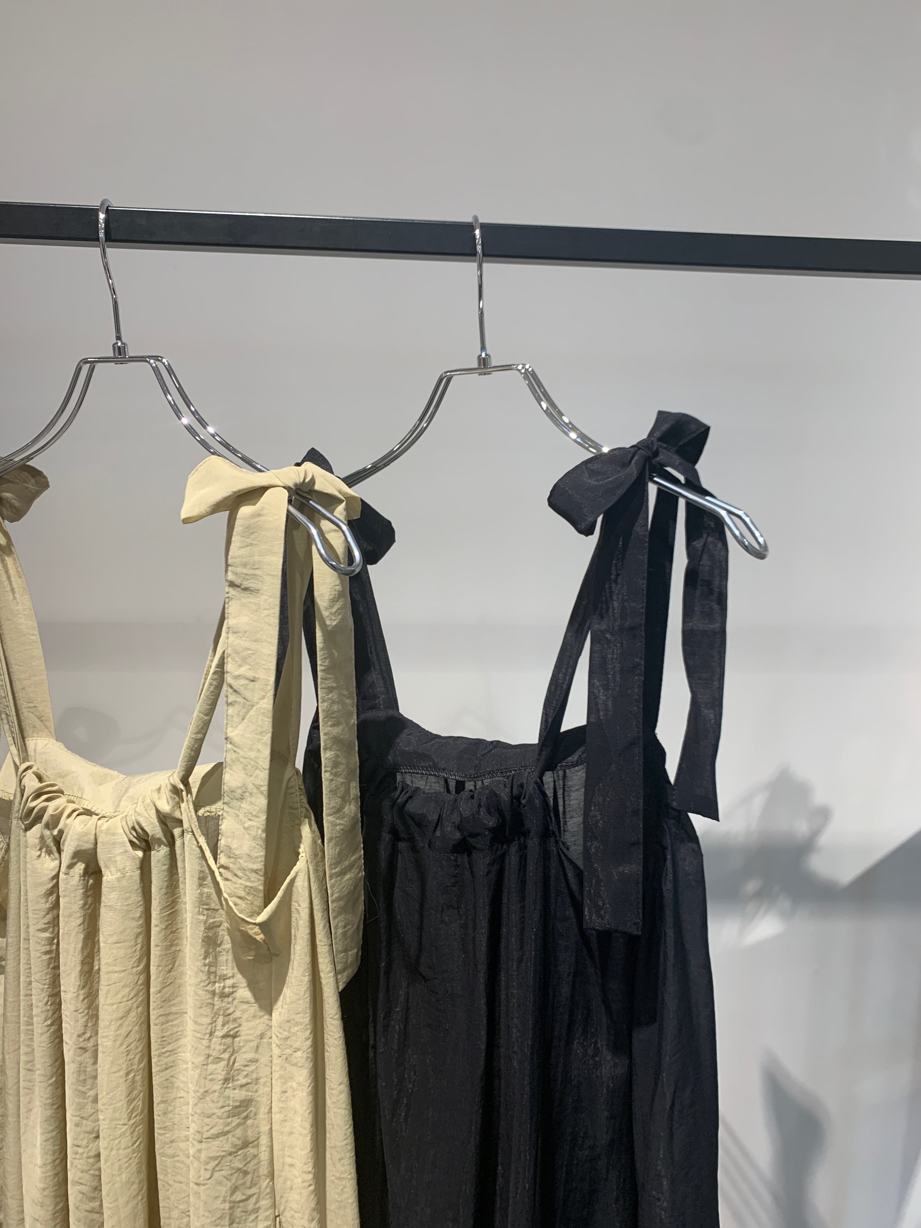 shoulder ribbon sheer one-piece