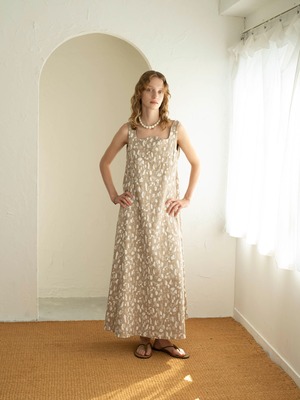 MONARDA（モナルダ）スラブフォームプリントワンピース　A/BEIGE×WHITE　38サイズ