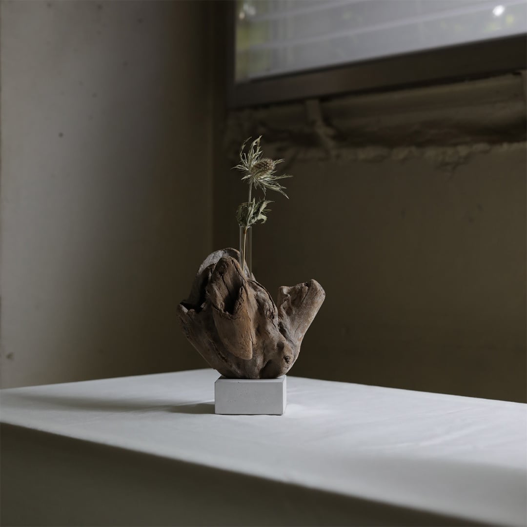 saisei (再生) driftwood flower vase cement 無塗装 | FREEPARK