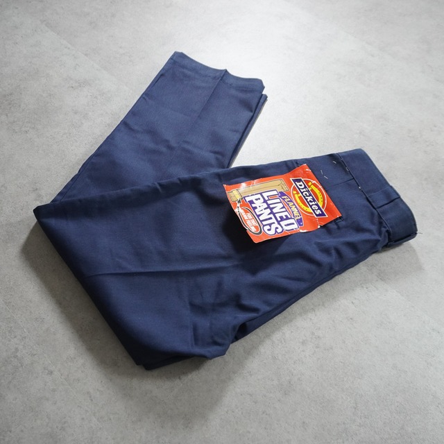 【DEAD STOCK】80s Dickies 874 Flannel Lined work pants "made in USA" navy W36L32 古着