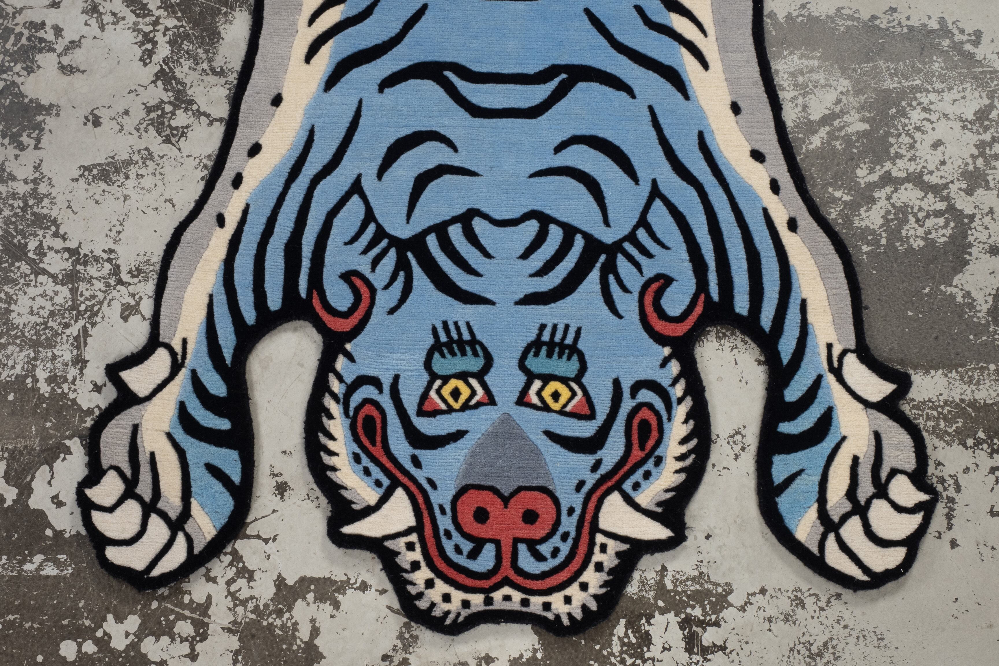 Tibetan Tiger Rug 《Mサイズ•ウール・オリジナル1•ブルー141