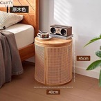 サイドテーブル リビングルーム モダン ラウンド コーヒーテーブル センターテーブル オフィス 多目的エンドテーブル 手織りデザイン 木製 蓋付き 収納 おしゃれ 北欧