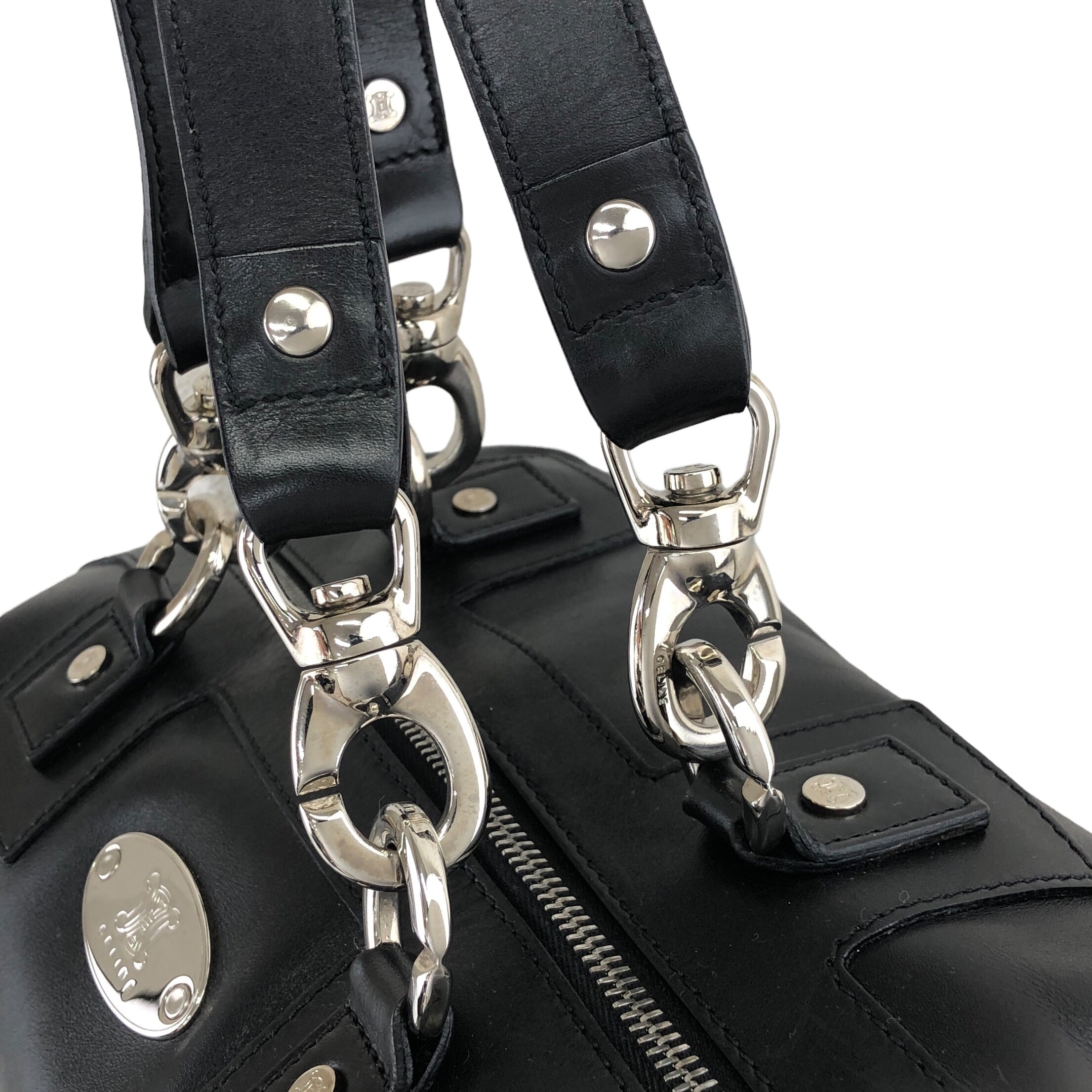 CELINE セリーヌ ボストンバッグ ブラック ブラゾン レザー vintage