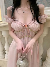 【0237】Pink Flower Shiffon Short Sleeve Dress