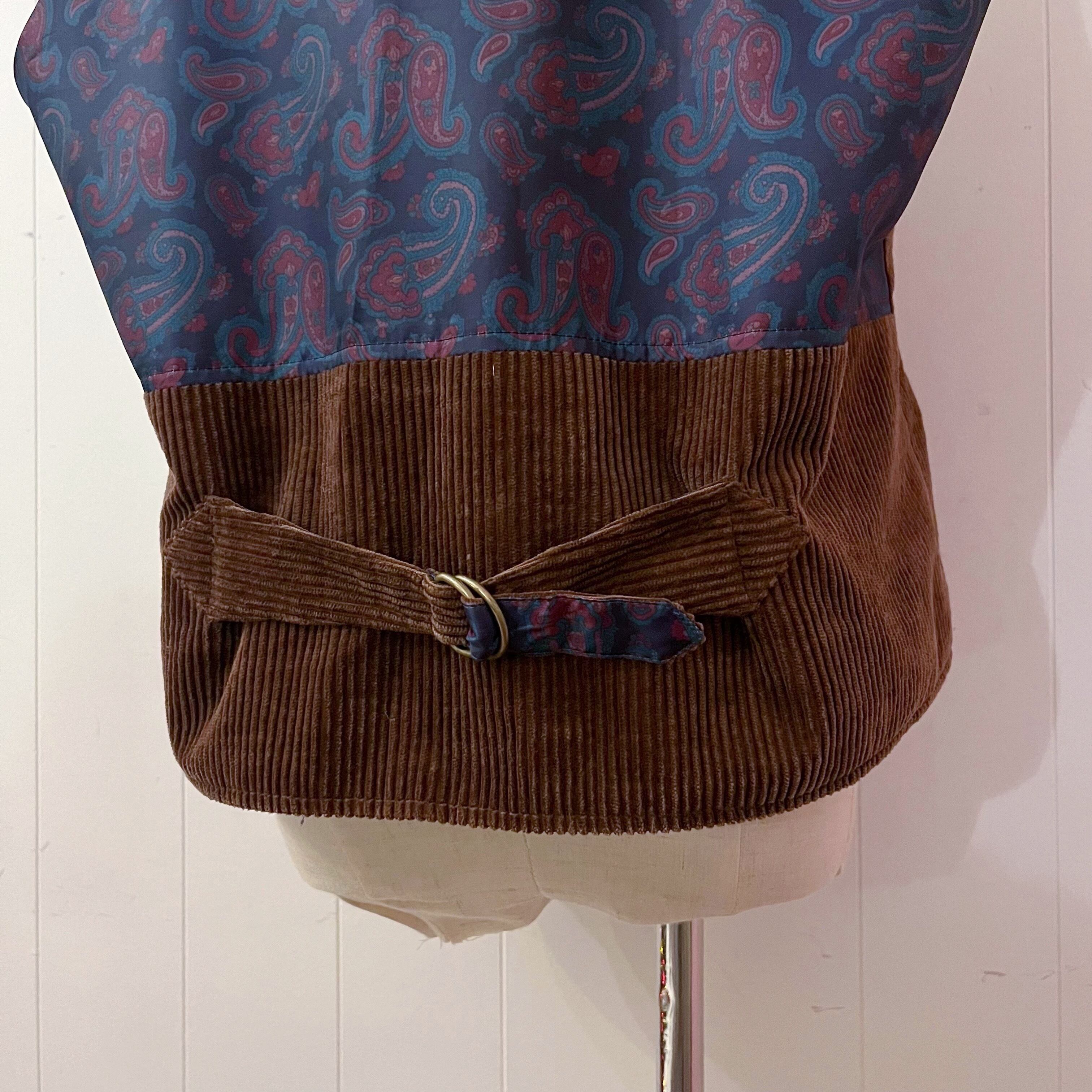 brown corduroy paisley liner vest