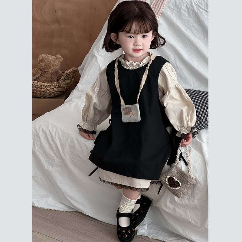 KID】入園＆入学式ナチュラルワンピース+ジャンパースカート2点セット