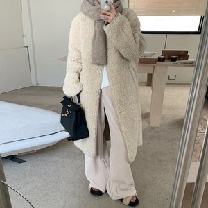 Collarless Fleece Coat 500521