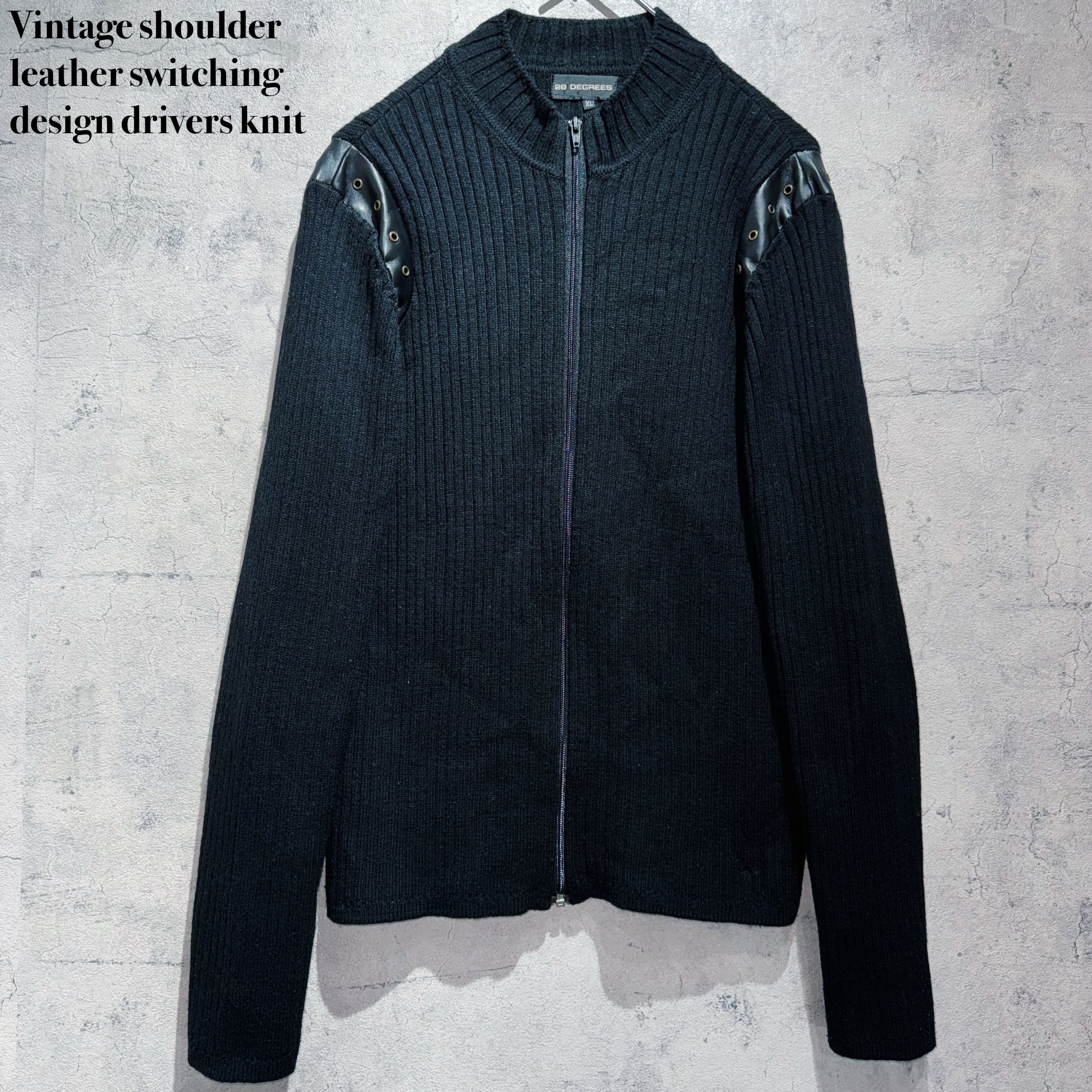 Vintage shoulder leather switching design drivers knit