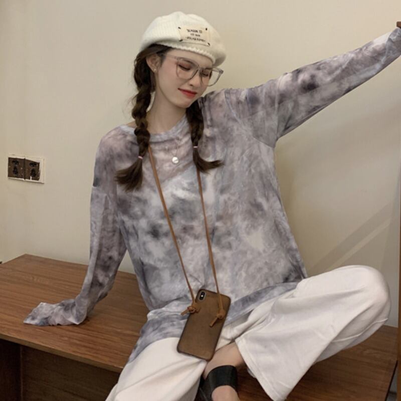 サマースタイルスタンダード薄手ルーズブラウス ロング レトロ 夏物 ハンチェンe17994575072