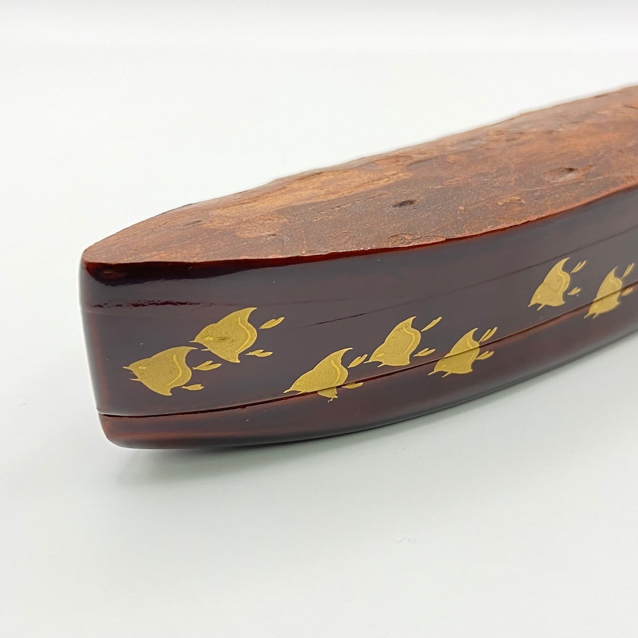 茶道具　加賀蒔絵師　中村秀甫作　又妙斎好　蜑少女　舟香合　共箱　V　4909 茶道具加賀蒔絵師中村秀甫作又妙斎好蜑少女舟香合