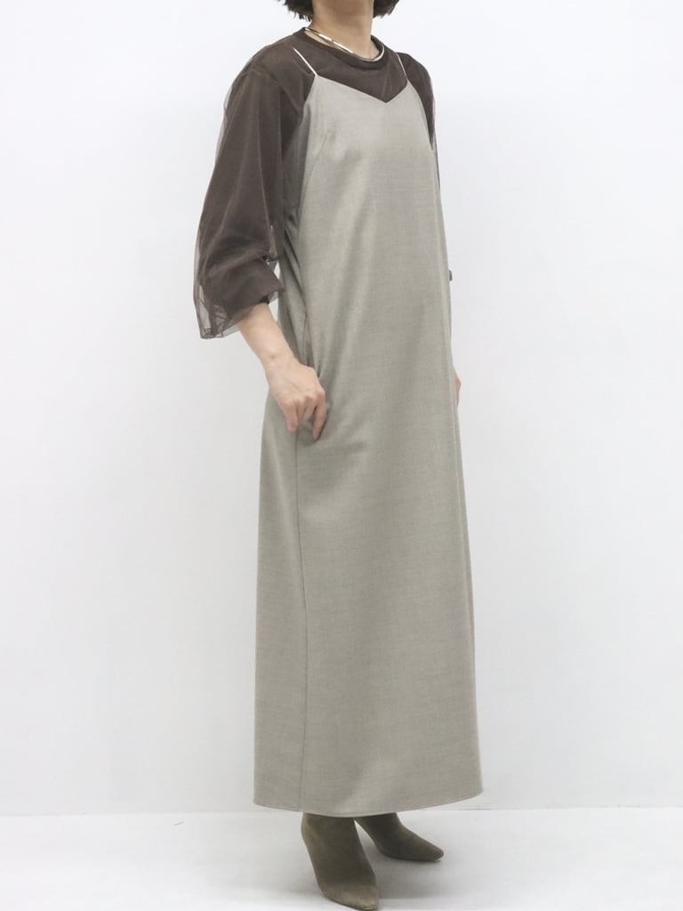 ニットオンチュールプルオーバー(ブラウン)