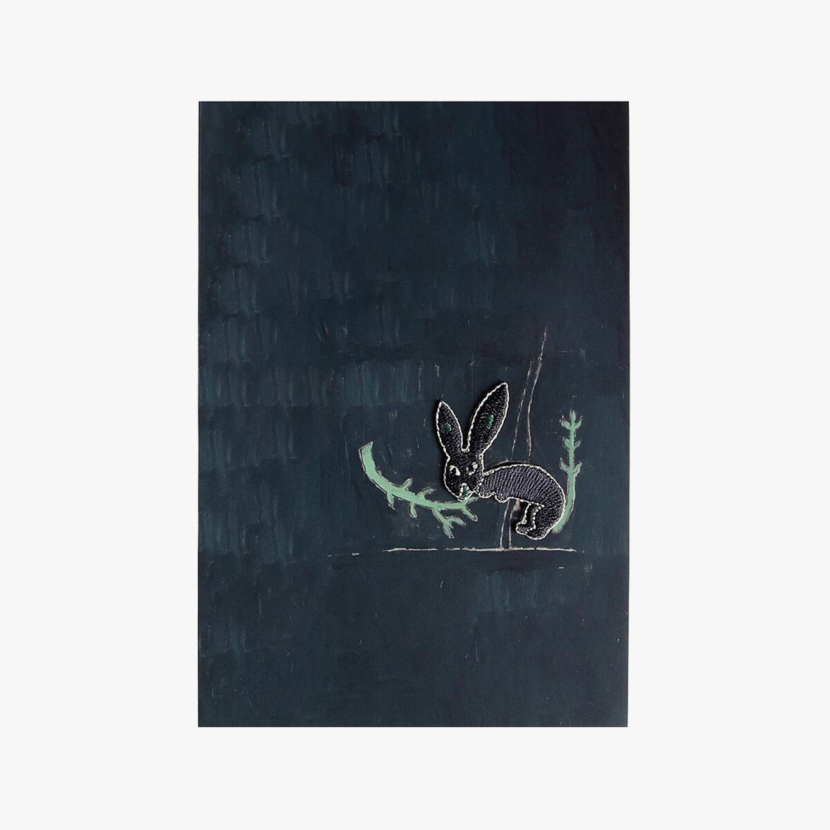 ワッペンはがき「黒うさぎ」小笹逸男