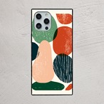 受注生産 iPhoneケース 赤とグリーンの有機カラーブロック｜レトロ抽象 CURV031A