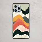 受注生産 iPhoneケース くすみカラーのレトロ波線抽象｜レトロウェーブ CURV001C