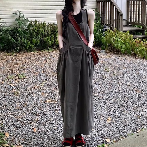 デザインポケットマキシサロペットスカート ・75927