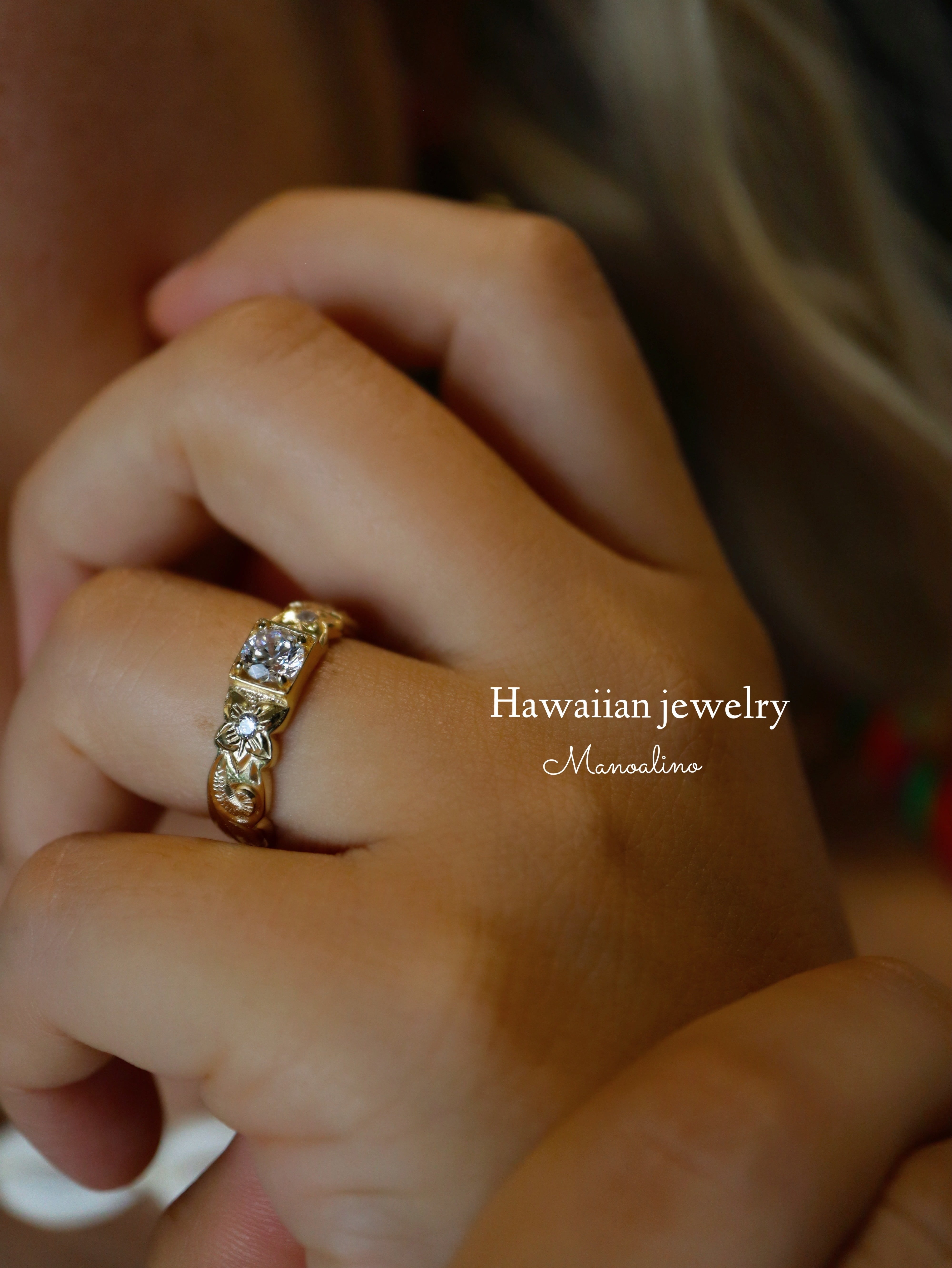 Manoalino ハワイアンジュエリー ジルコニアリング 手彫り】5mm AAAAA rank zirconia ring Hawaiian jewelry(5mmAAAAA