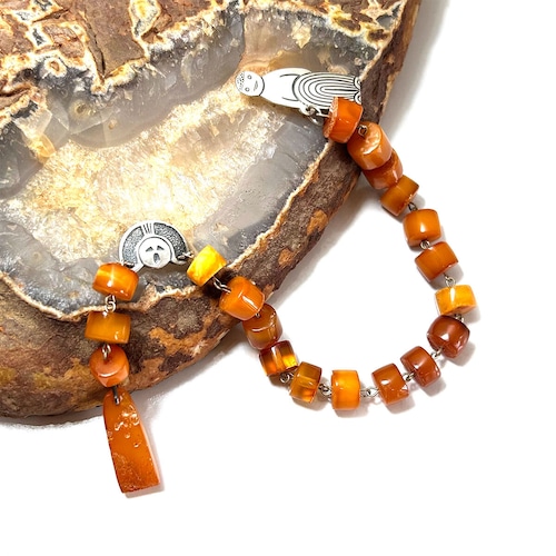 Soviet Vintage butterscotch amber and silver 875 figural brooch