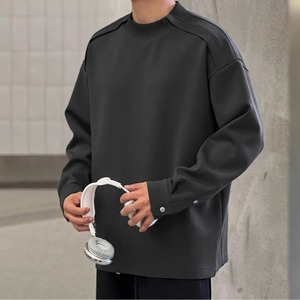 肩袖アクセントシンプルロングTシャツ　1212