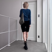 指穴クルーネックスナップボタンCD/ブルー