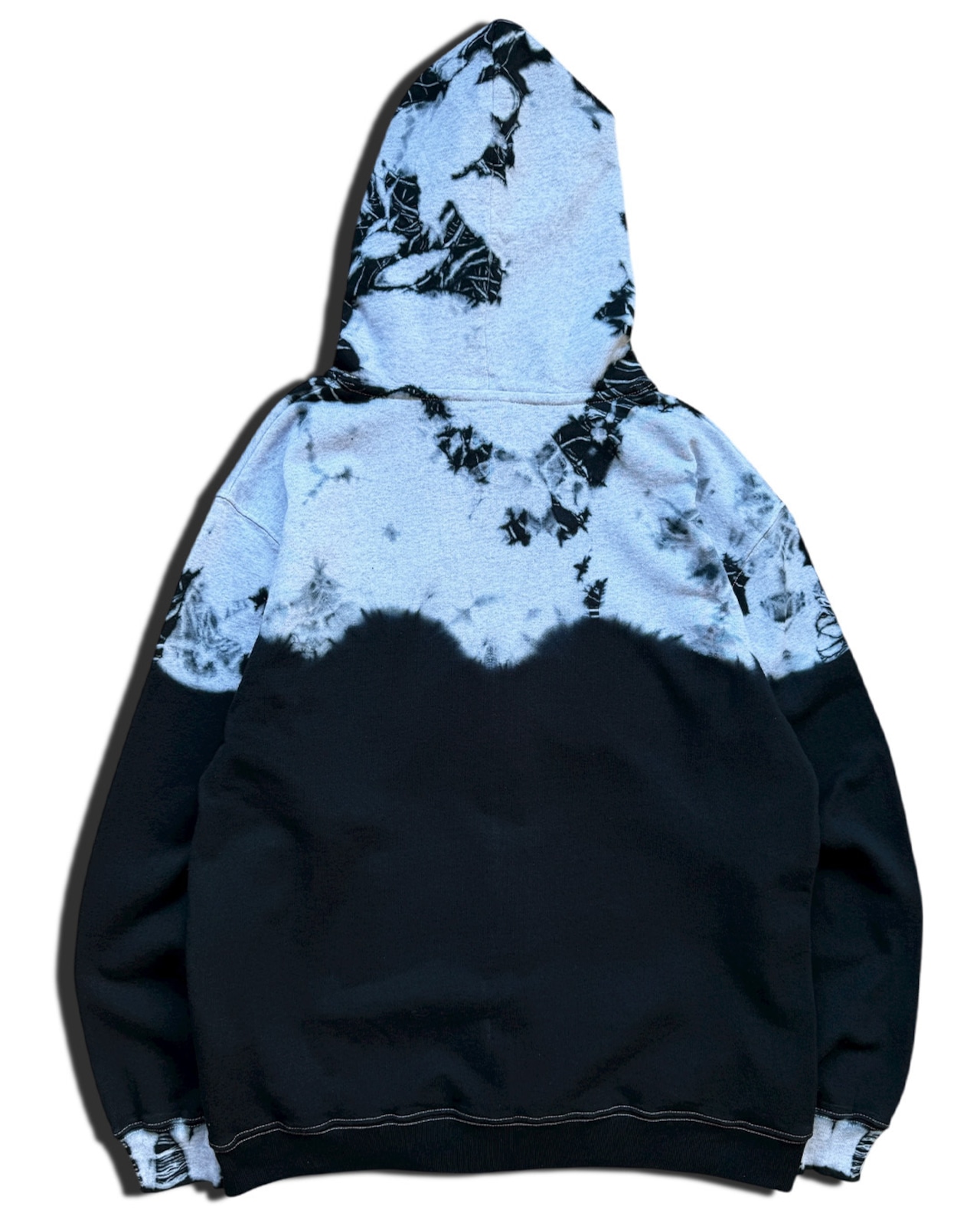 黒染めタイダイジップアップフーディー 逆光 (裏パイル地)