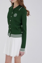 GOXO ゴーエックスオー クラシックロゴ ニット カーディガン グリーン