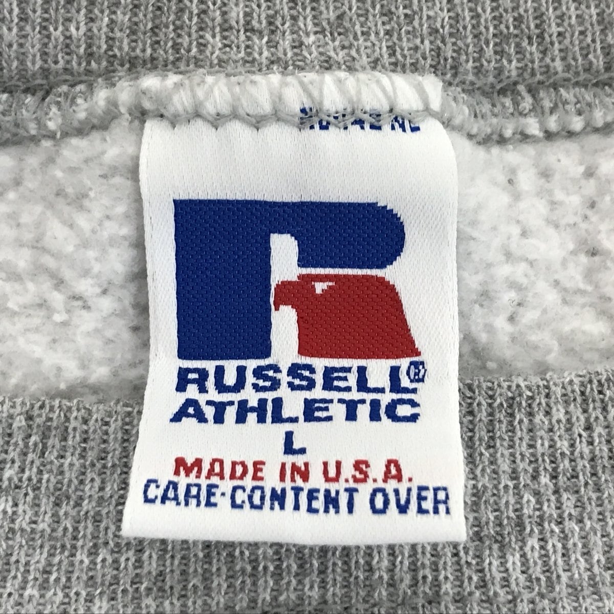 RUSSEL ラッセル 90年代 USA製 刺繍入り ダメージスウェット グレー XL