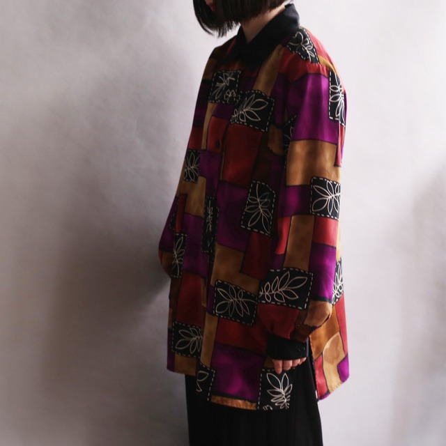 panel art graphic switching design l/s shirt