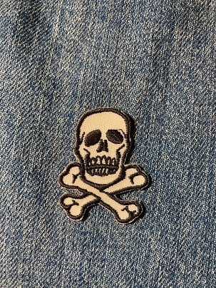 ガイコツ スカル ワッペン アイロンパッチ アップリケ FD0305