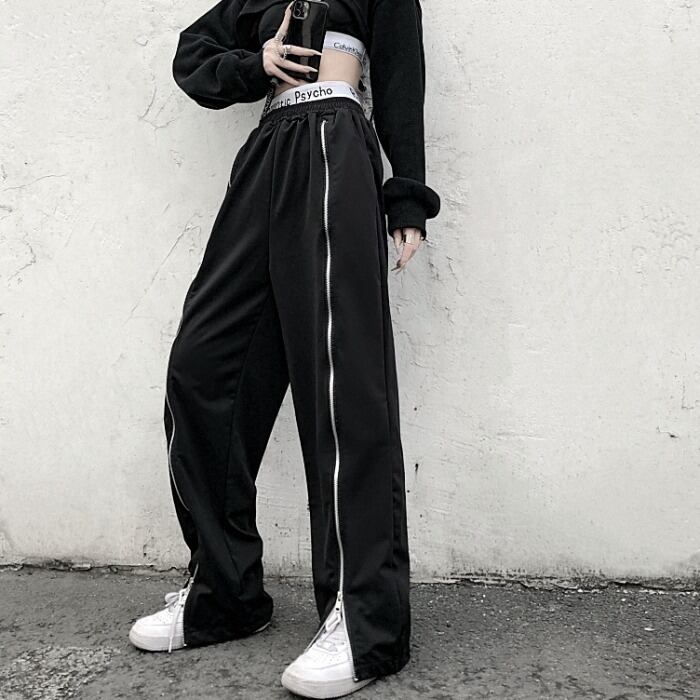 サマーカジュアルパンツ スタイルサイドジッパーストレッチウェスト エラスティック 伸縮 かわいい 夏物 ケッペル78118128594