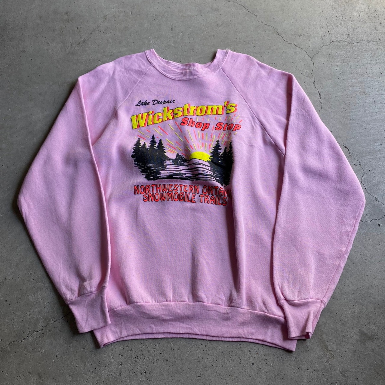 80年代 USA製 SNOWMOBILE Shop stop プリント スウェットシャツ メンズ 