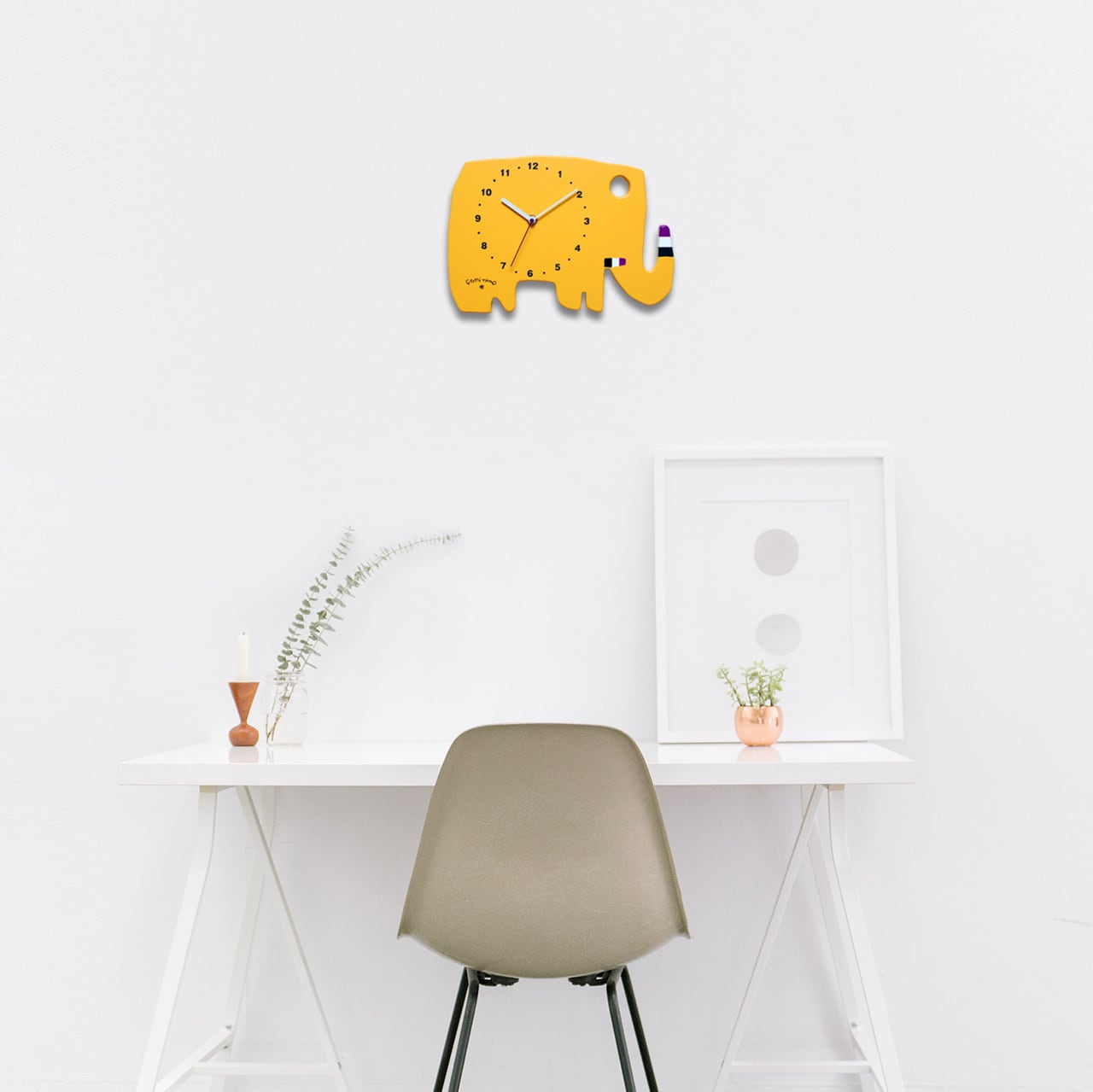 絵本作家 五味太郎 直筆サイン入りクロック・ゾウ「イエロー」※限定300