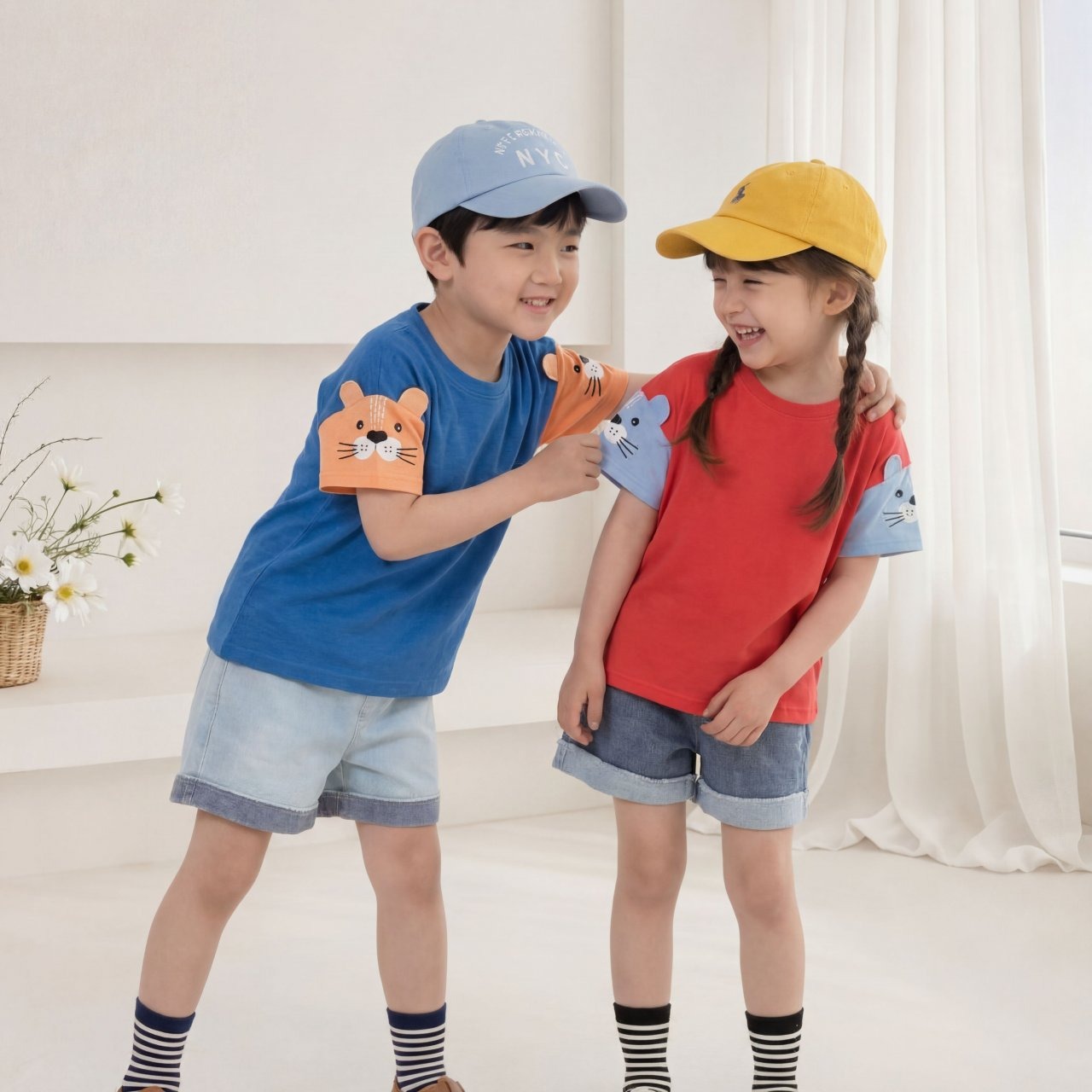 [Orangemom] Color Block Bear T-shirt (13/15) / [오렌지맘] 배색곰티셔츠 (13/15)