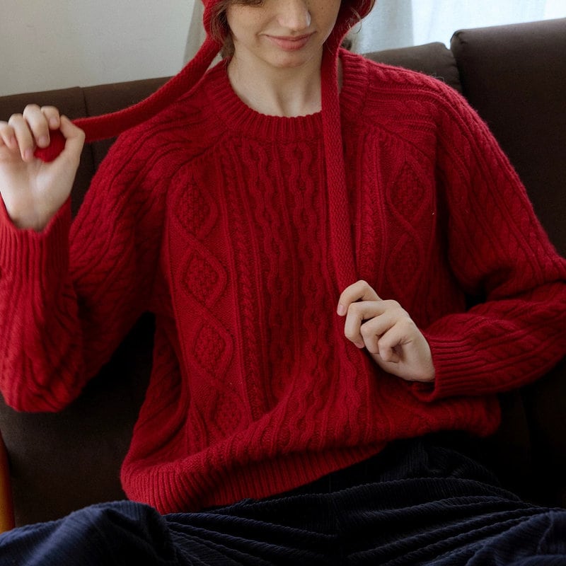 crew neck aran kint pullover 101671