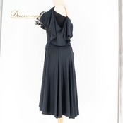 社交ダンス 衣装 ジャンティ gentil ラテン ドレス ワンピース 黒 レース 日本製 伸縮 軽い ストレッチ パーティドレス 発表会 無地 ブラック系 踊りやすい シンプル おしゃれ フォーマル パーティー 大人向け レディース Mサイズ 薄手 日本製製品 ダンス衣装 黒無地 コスチューム パフォーマンス用