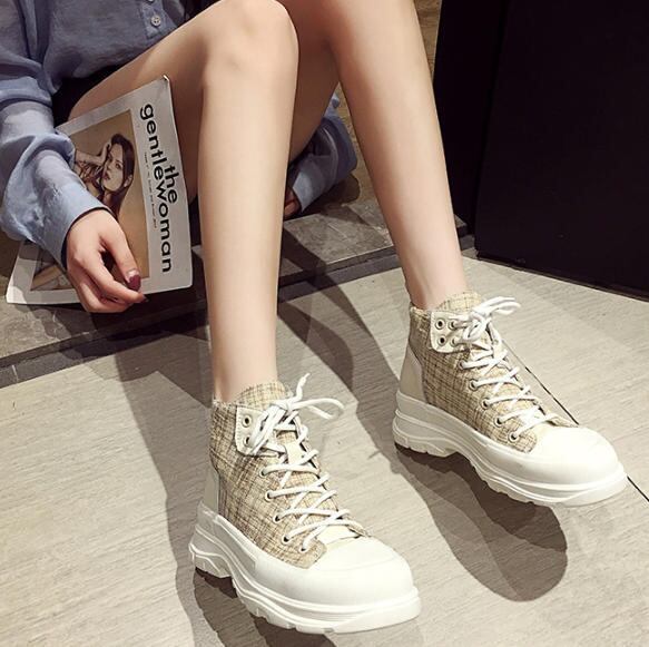 チェック柄 スニーカー 靴 レトロ カジュアル おしゃれ お出かけ Luluca 韓国トレンドファッションluluca ルルカ