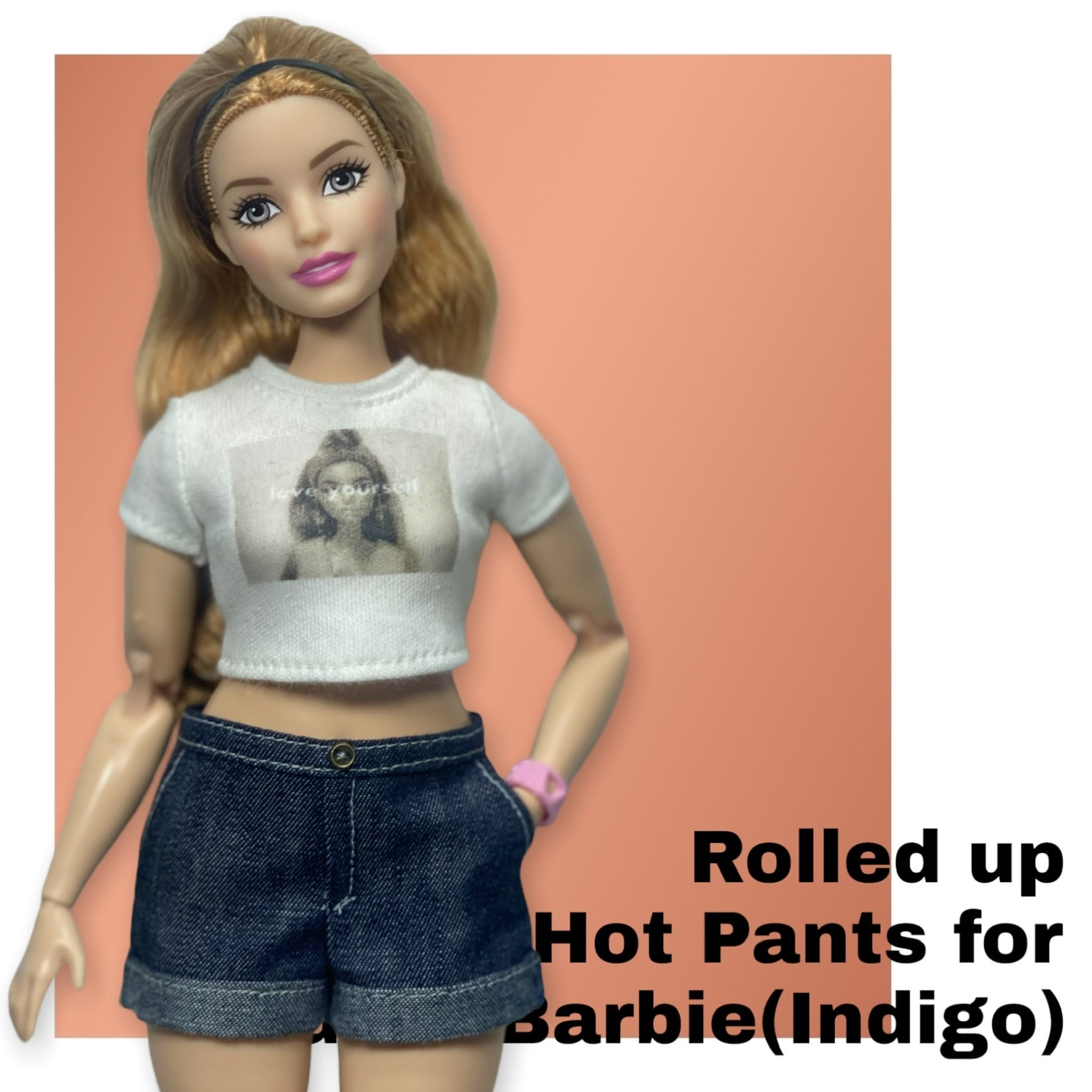 Curvy Barbie//カーヴィーバービー ロールアップデニムショートパンツ(インディゴ) epic~handmade goodies~